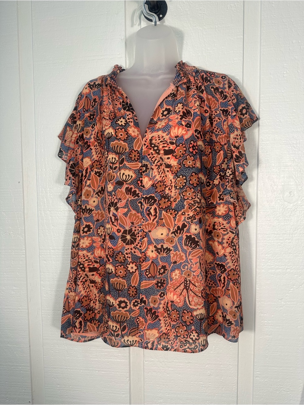 Philosophy Multicolored Flutter Sleeve Top Size 1X EUC